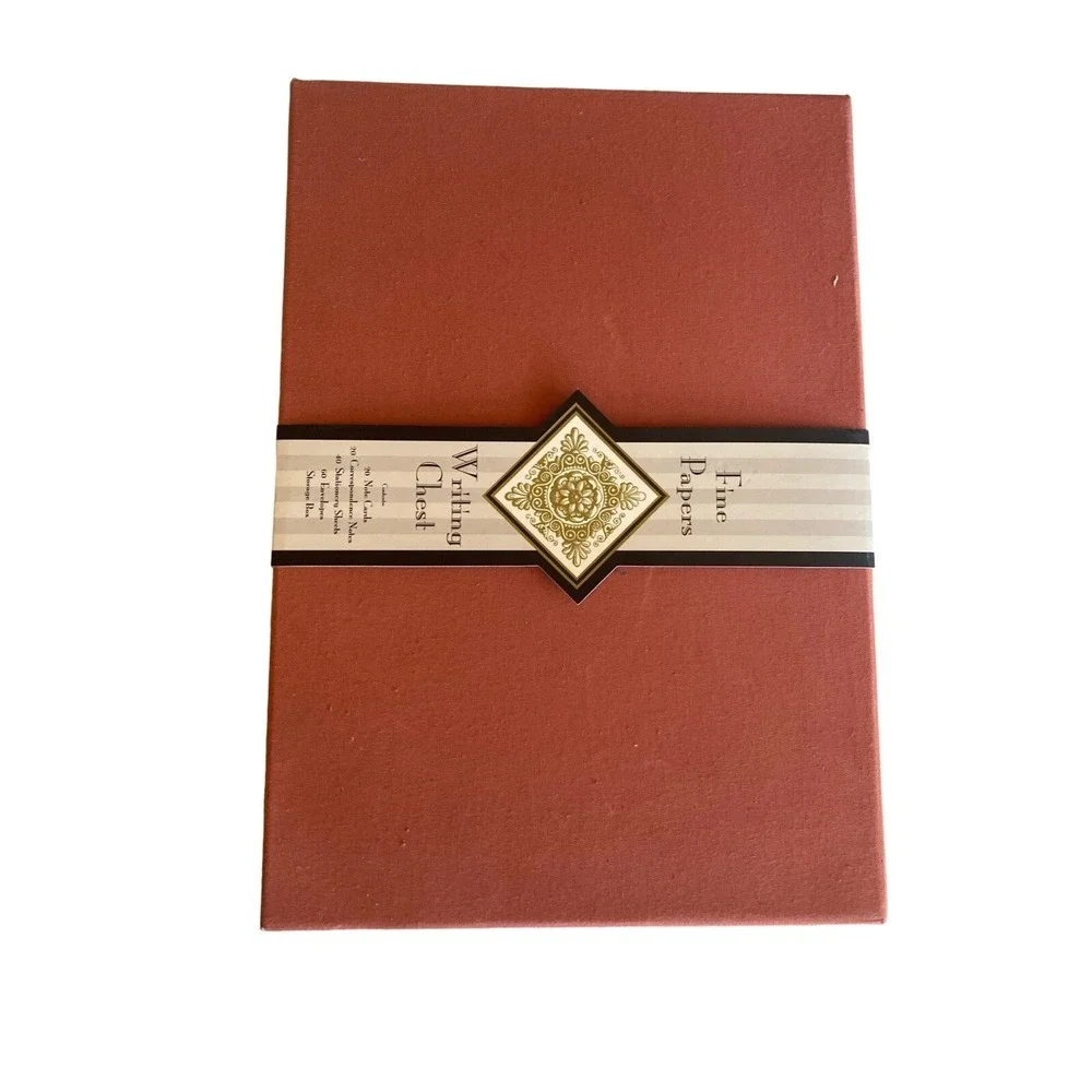 Penman Paper Stationery‎ Ivory Writing Chest Terracotta Box 140pc Embossed Set